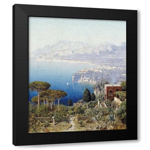 Costa Sorrentina Black Modern Wood Framed Art Print with Double Matting by Berninger, Edmund