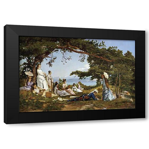 The Painting Class Black Modern Wood Framed Art Print with Double Matting by Berthold, Auguste Henry