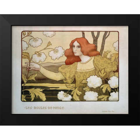 Les Boules De Neige Black Modern Wood Framed Art Print by Berthon, Paul