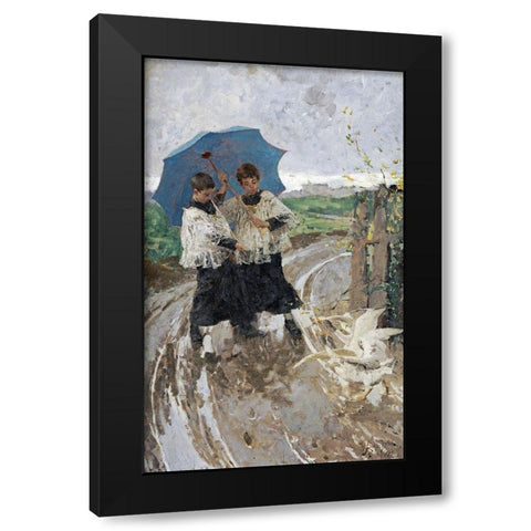 The Return From The Festival Black Modern Wood Framed Art Print with Double Matting by Bianchi, Mose