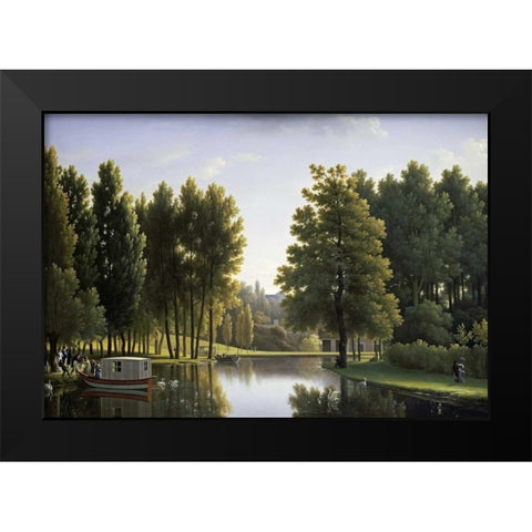 Le Parc De Mortefontaine Black Modern Wood Framed Art Print by Bidauld, Jean-Joseph-Xavier