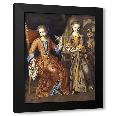 Portrait of Two Girls Black Modern Wood Framed Art Print by Bocciardo, Domenico