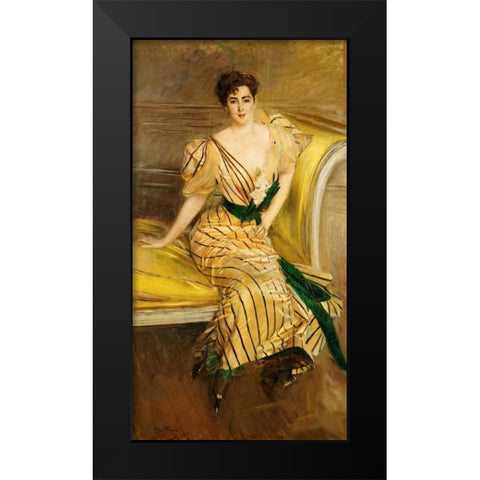 Portrait of Madame Josephina Alvear De Errazuriz Black Modern Wood Framed Art Print by Boldini, Giovanni