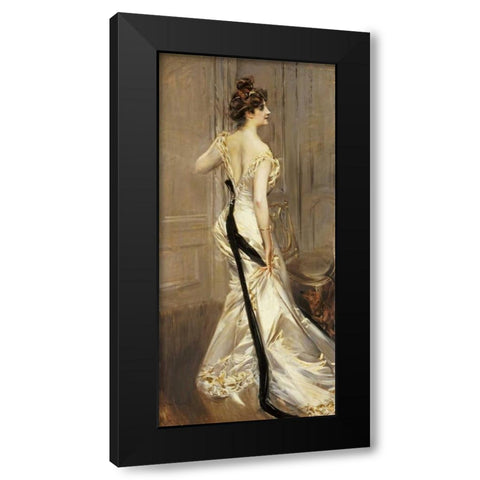 The Black Sash Black Modern Wood Framed Art Print by Boldini, Giovanni