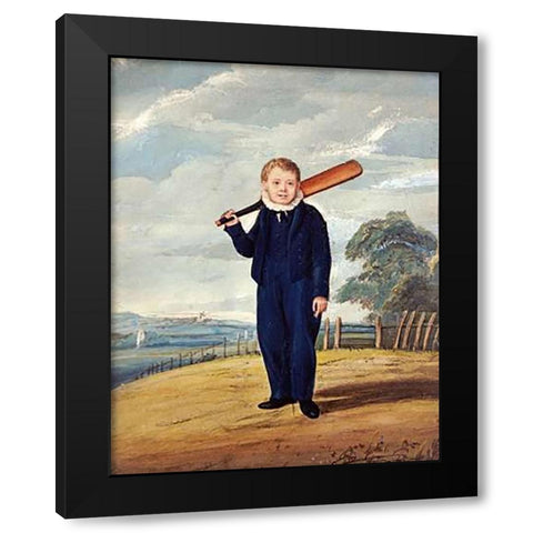 Blue Boy Black Modern Wood Framed Art Print by Bone, Henry