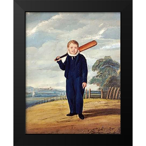 Blue Boy Black Modern Wood Framed Art Print by Bone, Henry