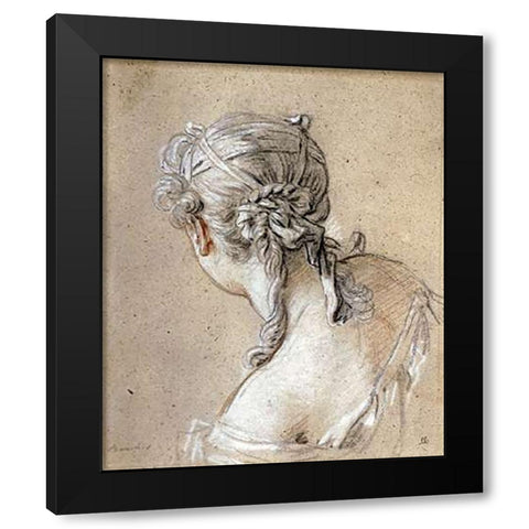 Head of a Woman Seen From Behind Black Modern Wood Framed Art Print with Double Matting by Boucher, Francois