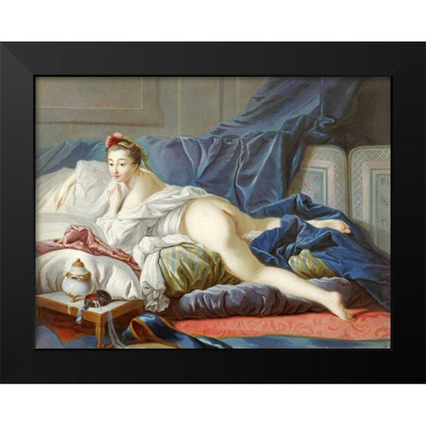 LOdalisque Brune Black Modern Wood Framed Art Print by Boucher, Francois
