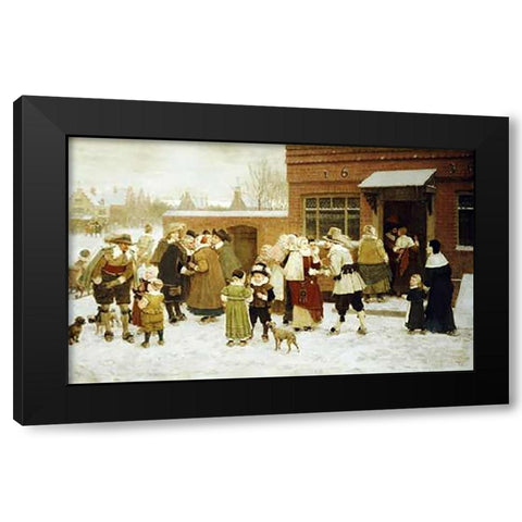 New Years Day, New Amsterdam Black Modern Wood Framed Art Print by Boughton, George Henry