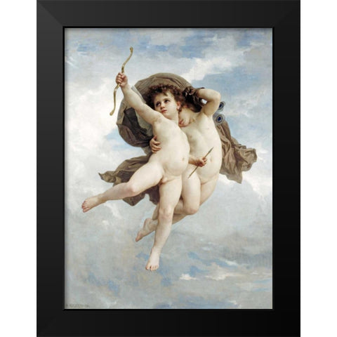 LAmour Vainqueur Black Modern Wood Framed Art Print by Bouguereau, William-Adolphe