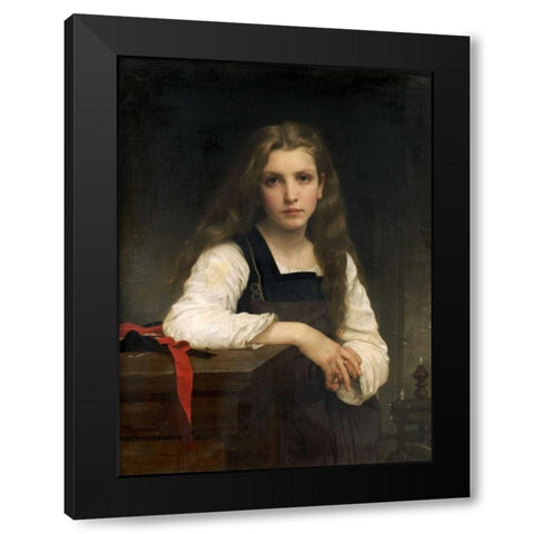 The Fair Spinner Black Modern Wood Framed Art Print with Double Matting by Bouguereau, William-Adolphe