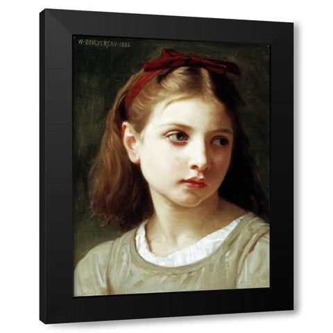 Une Petite Fille Black Modern Wood Framed Art Print with Double Matting by Bouguereau, William-Adolphe