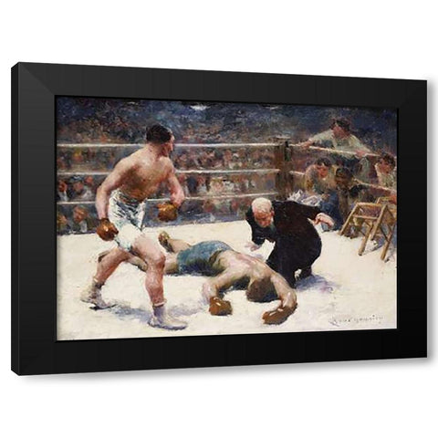 The Knock Out Black Modern Wood Framed Art Print with Double Matting by Bourgonnier, Claude Charles