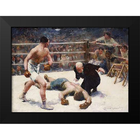 The Knock Out Black Modern Wood Framed Art Print by Bourgonnier, Claude Charles
