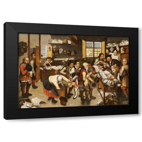The Payment of Tithes Black Modern Wood Framed Art Print with Double Matting by Bruegel, Pieter the Elder