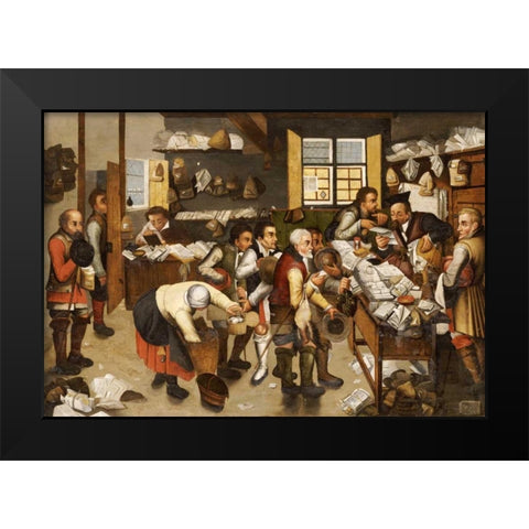 The Payment of Tithes Black Modern Wood Framed Art Print by Bruegel, Pieter the Elder
