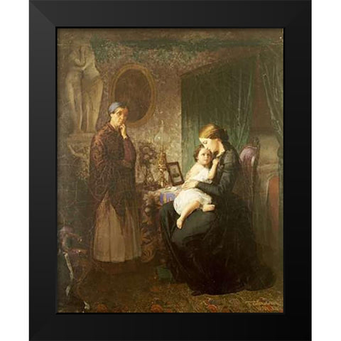 Motherly Love Black Modern Wood Framed Art Print by Bubkovskii, G.