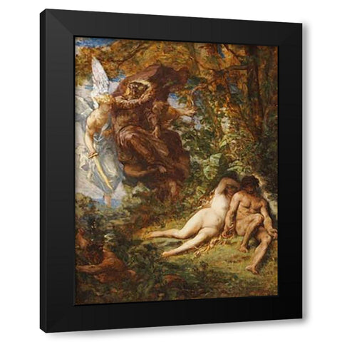 Expulsion From Paradise Black Modern Wood Framed Art Print by Cabanel, Alexandre