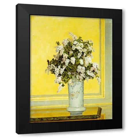 Floral Still Life Black Modern Wood Framed Art Print with Double Matting by Cabuzel, Auguste Hector