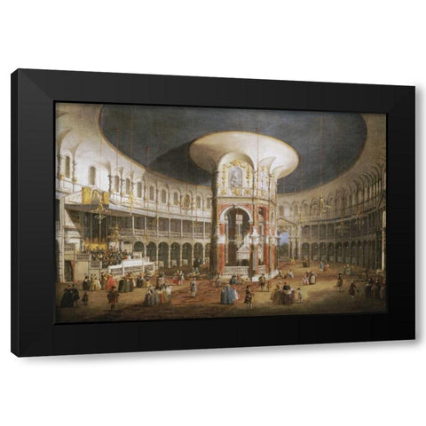 The Interior of The Rotunda, Ranelagh Black Modern Wood Framed Art Print with Double Matting by Canal, Giovanni Antonio