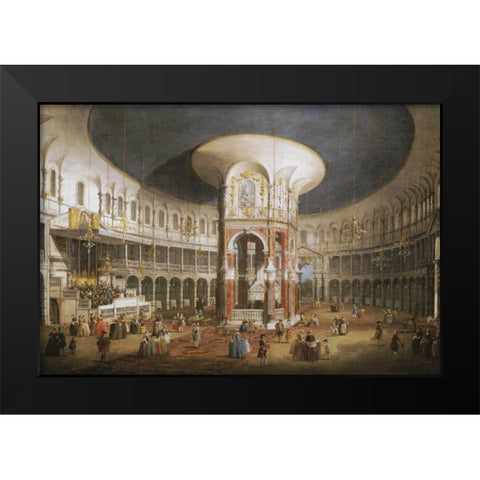 The Interior of The Rotunda, Ranelagh Black Modern Wood Framed Art Print by Canal, Giovanni Antonio