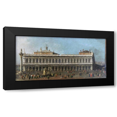 The Library and The Piazetta, Venice Black Modern Wood Framed Art Print with Double Matting by Canal, Giovanni Antonio