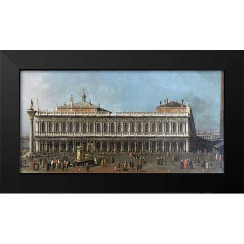 The Library and The Piazetta, Venice Black Modern Wood Framed Art Print by Canal, Giovanni Antonio