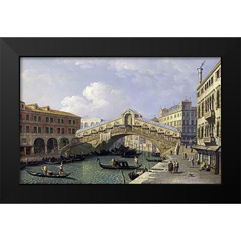 The Rialto Bridge, Venice Black Modern Wood Framed Art Print by Canal, Giovanni Antonio