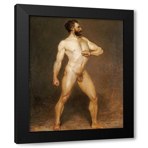 A Male Nude Black Modern Wood Framed Art Print by Von Staschiripka Canon, Hans