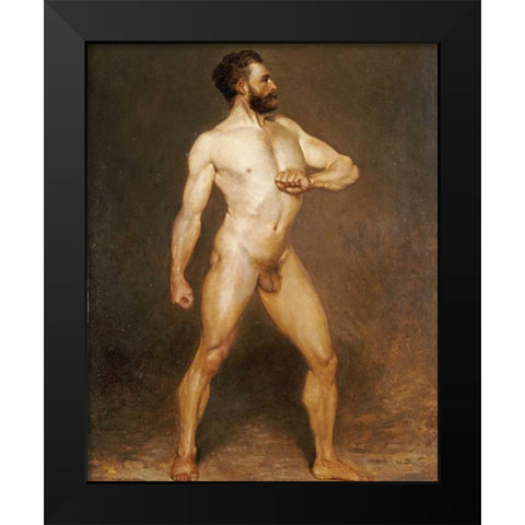 A Male Nude Black Modern Wood Framed Art Print by Von Staschiripka Canon, Hans