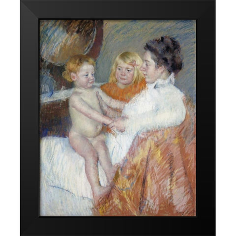 Mother, Sara and The Baby Black Modern Wood Framed Art Print by Cassatt, Mary