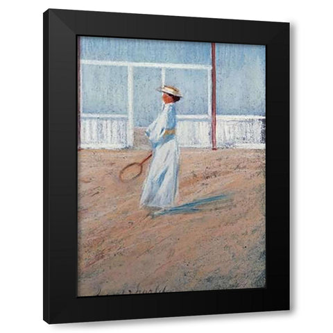 The Tennis Player Black Modern Wood Framed Art Print with Double Matting by Charlet, Frans