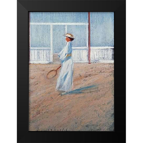 The Tennis Player Black Modern Wood Framed Art Print by Charlet, Frans