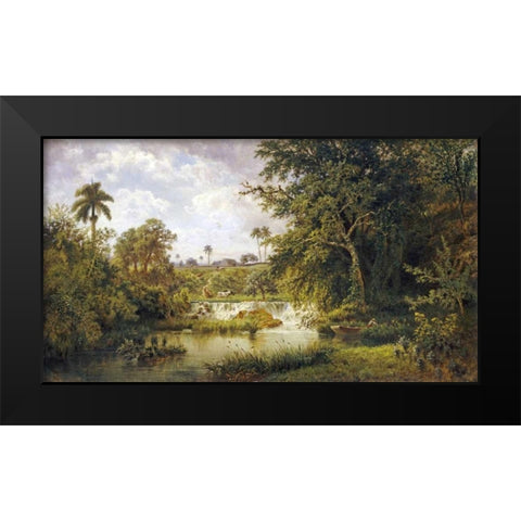 Paisaje Con Vacas Black Modern Wood Framed Art Print by Chartrand, Esteban