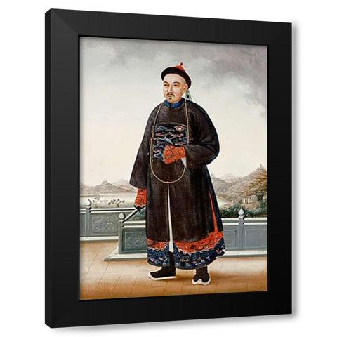 An Elegantly Dressed Chinese Hong Merchant Black Modern Wood Framed Art Print by Chinese School