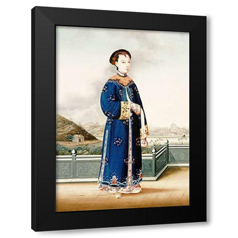 An Elegantly Dressed Chinese Hong Merchants Wife Black Modern Wood Framed Art Print with Double Matting by Chinese School