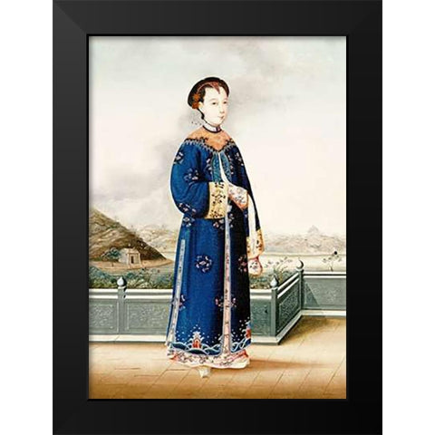 An Elegantly Dressed Chinese Hong Merchants Wife Black Modern Wood Framed Art Print by Chinese School