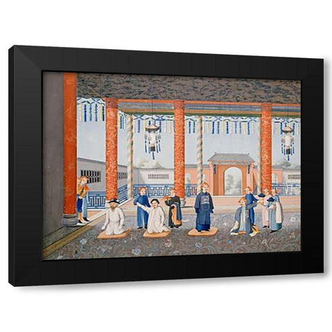 Scenes From Imperial Court Life. 19th Century Black Modern Wood Framed Art Print by Chinese School