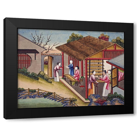 Silk Cocoons Black Modern Wood Framed Art Print by Chinese School