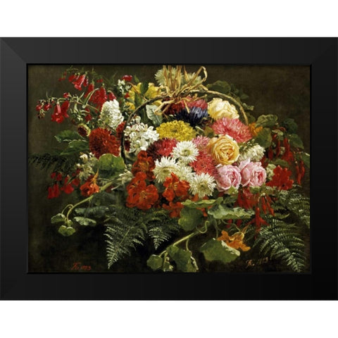 A Summer Bouquet Black Modern Wood Framed Art Print by Christensen, Anthonie Eleonore