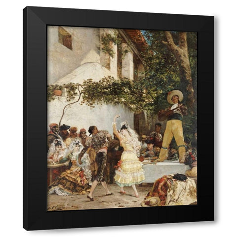 The Spanish Dancers Black Modern Wood Framed Art Print with Double Matting by Clarin, Georges Jules Victor