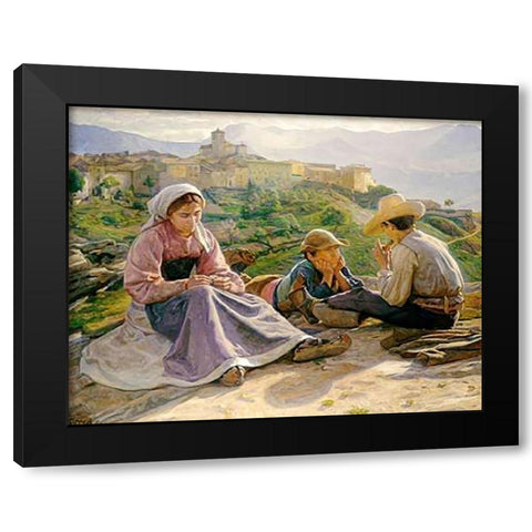 Pastorale, Civita DAntino Black Modern Wood Framed Art Print with Double Matting by Clement, Gad Frederick