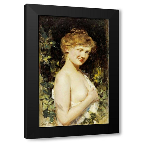 Le Clin Doeil Black Modern Wood Framed Art Print with Double Matting by Comerre, Leon Francois