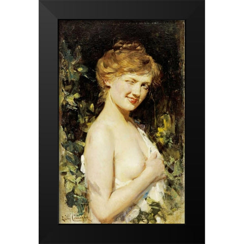 Le Clin Doeil Black Modern Wood Framed Art Print by Comerre, Leon Francois