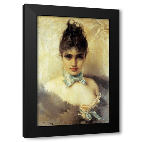 An Elegant Beauty Black Modern Wood Framed Art Print by Corcos, Vittorio