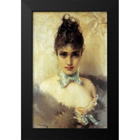 An Elegant Beauty Black Modern Wood Framed Art Print by Corcos, Vittorio