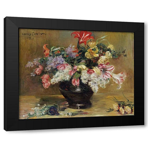 Amaryllis, Lilac and Tulips Black Modern Wood Framed Art Print with Double Matting by Corinth, Lovis