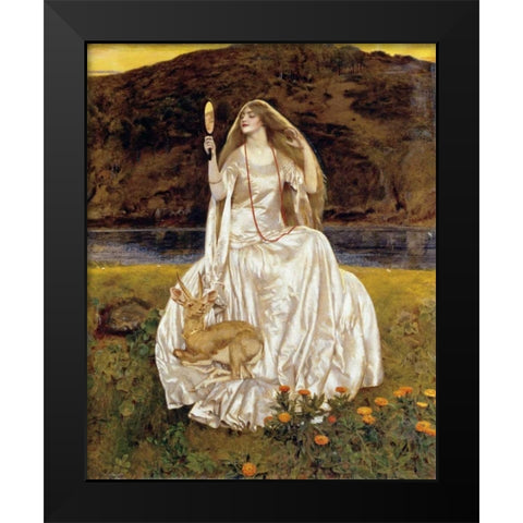 The Damsel of The Lake Black Modern Wood Framed Art Print by Cowper, Frank Cadogan