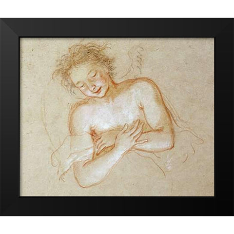 A Flying Angel Black Modern Wood Framed Art Print by Coypel, Antoine