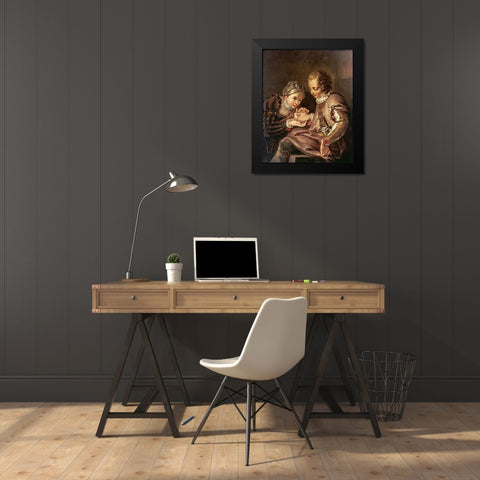 The Fortune Teller Black Modern Wood Framed Art Print by Coypel, Charles